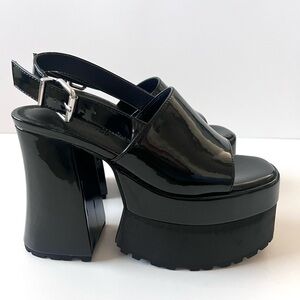 Dolls Kill Shiny Black Platform Heels
